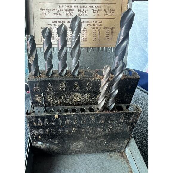 Vintage Craftsman Automatic Drill Index Box With 9 Bits- 1/16-3/8~Not Complete - Picture 7 of 7